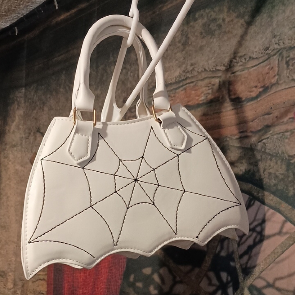 White Spider Web Design Handbag
